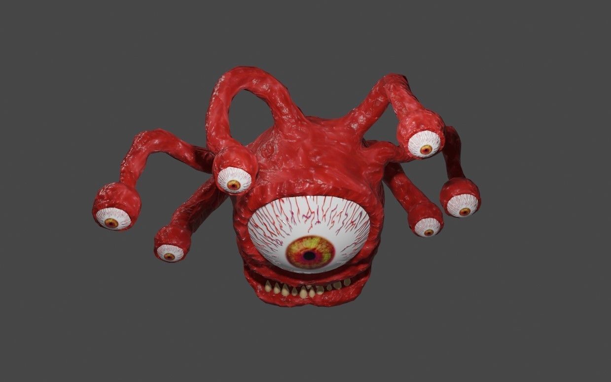 Beholder Monster - Eye - RPG Low-poly 3D model_9