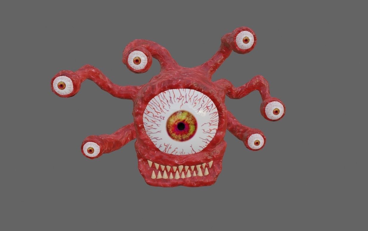 Beholder Monster - Eye - RPG Low-poly 3D model_13
