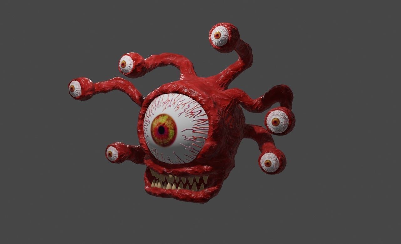 Beholder Monster - Eye - RPG Low-poly 3D model_1