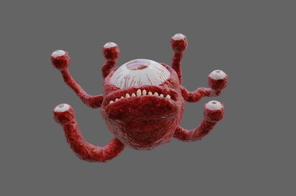 Beholder Monster - Eye - RPG Low-poly 3D model_10