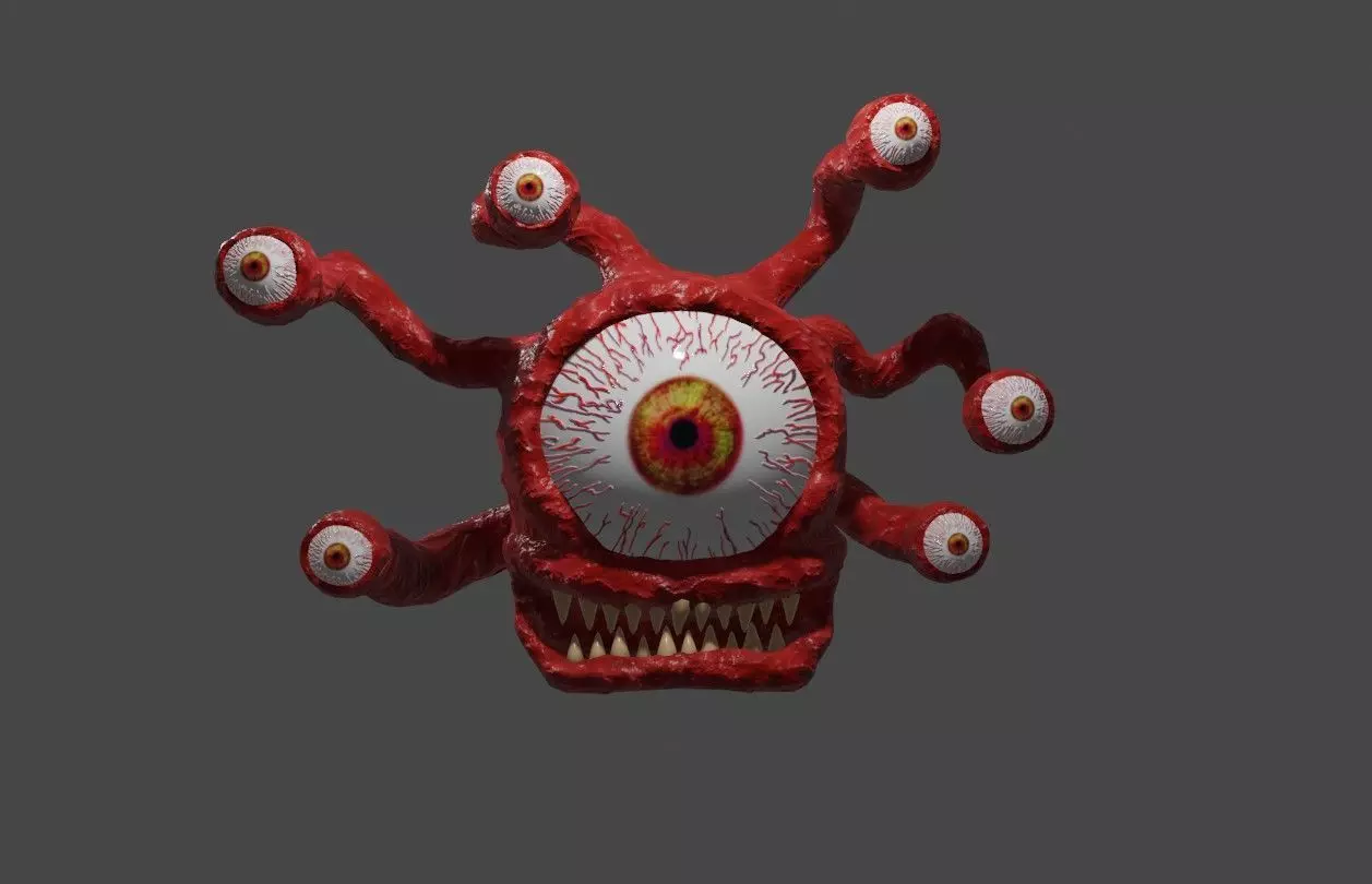 Beholder Monster - Eye - RPG Low-poly 3D model_0