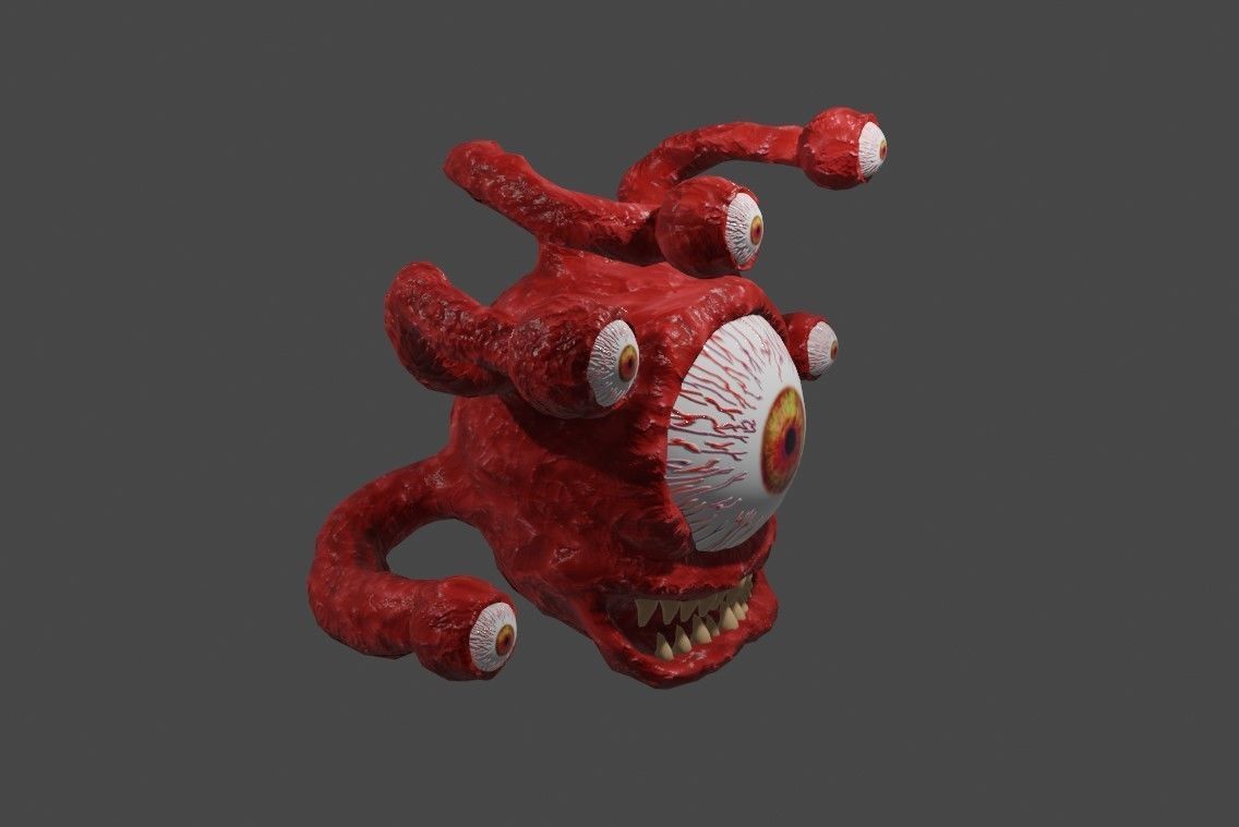 Beholder Monster - Eye - RPG Low-poly 3D model_7