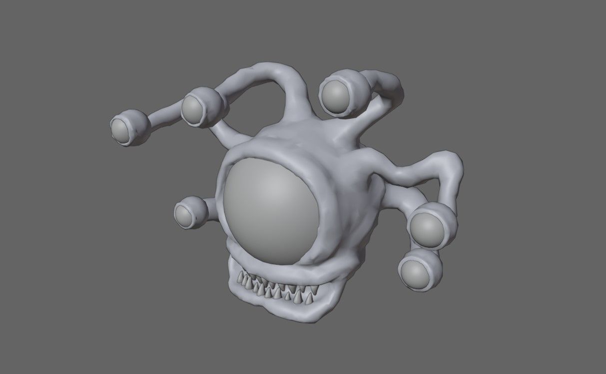 Beholder Monster - Eye - RPG Low-poly 3D model_19