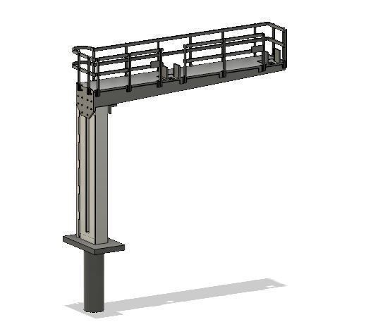 OO Model Railway Modern Signal Gantry with hidden cable holes 3D print model_1