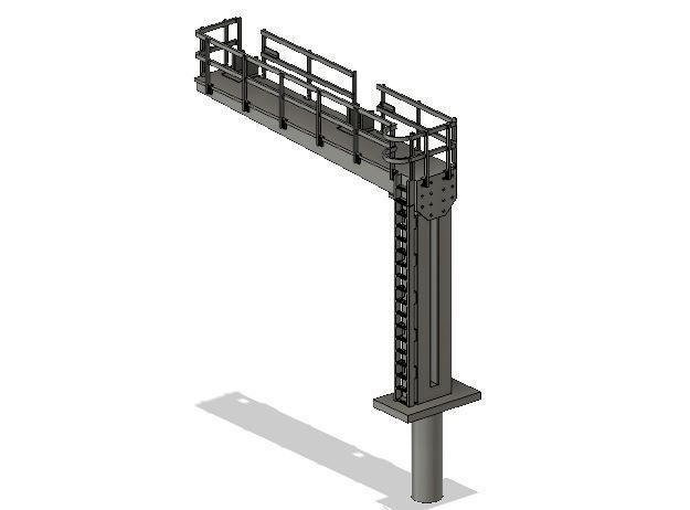 OO Model Railway Modern Signal Gantry with hidden cable holes 3D print model_15