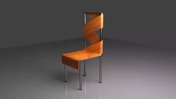 The Wrapped Chair merged Chrome and wood 3D model