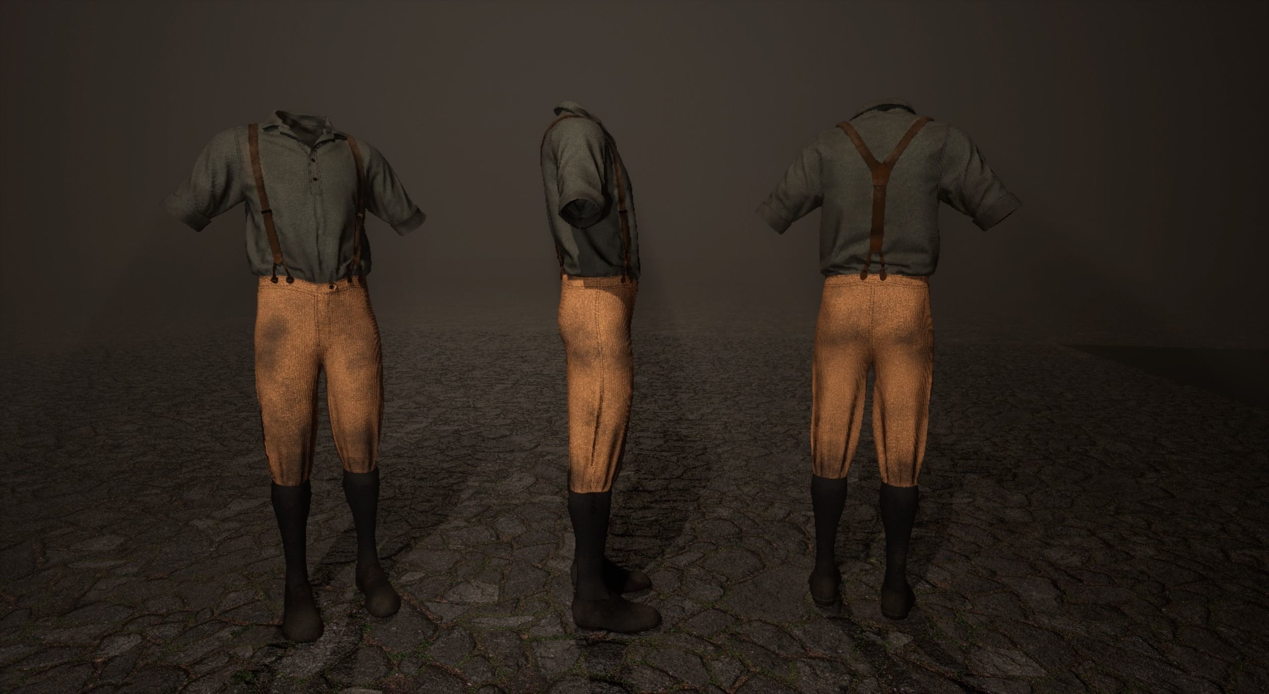 Five Farmer Man Clothes Low-poly 3D model_2