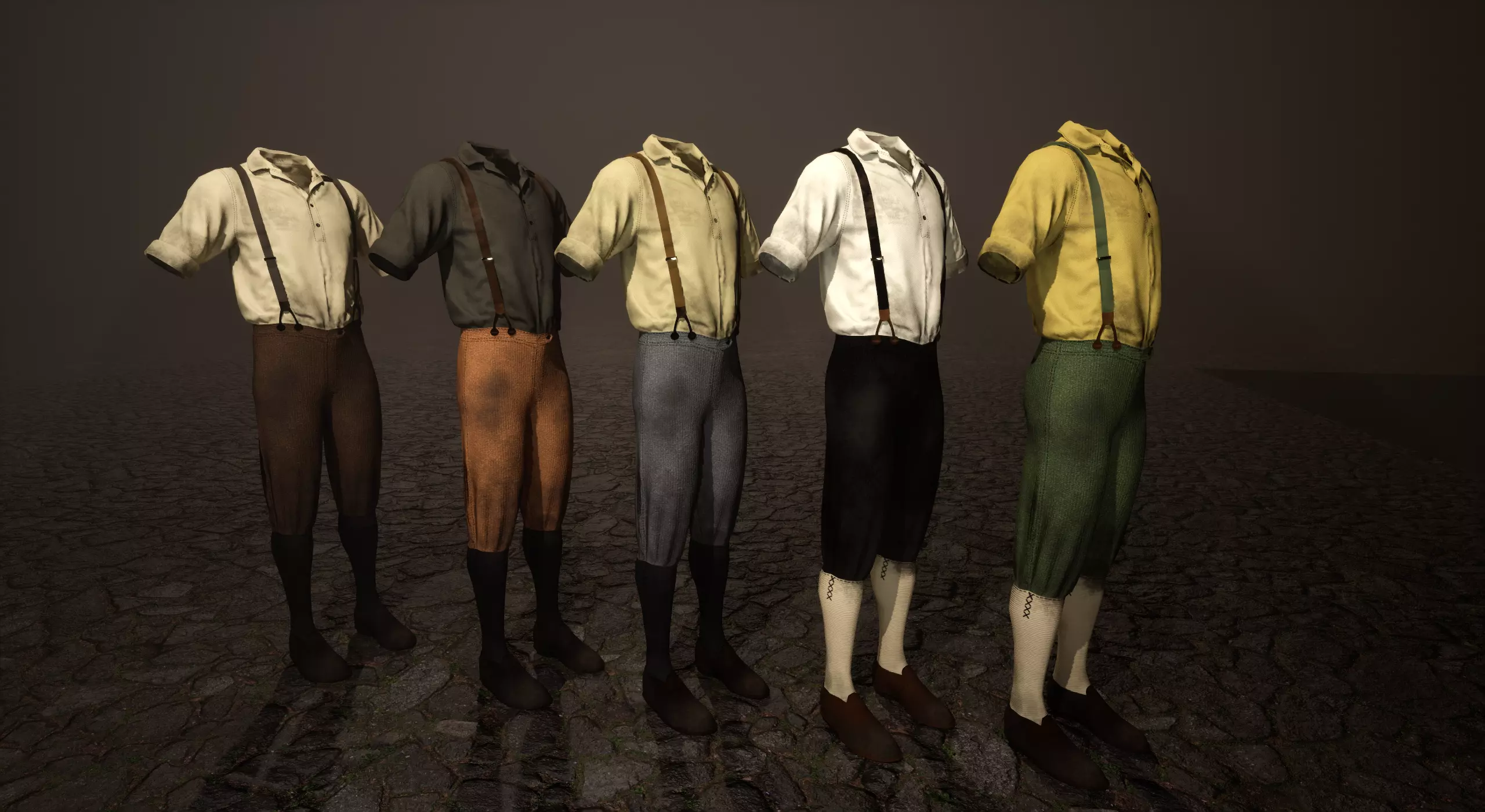 Five Farmer Man Clothes Low-poly 3D model_0