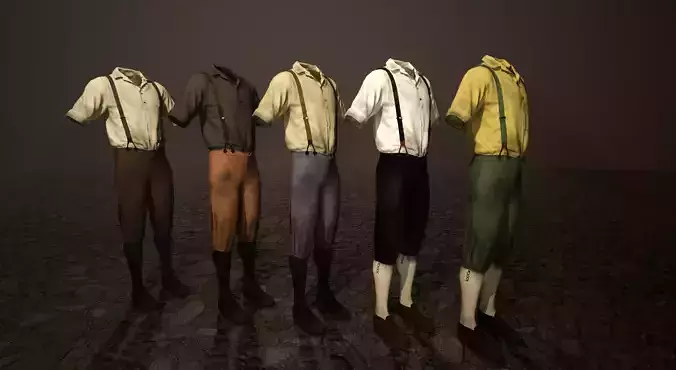 Five Farmer Man Clothes Low-poly 3D model