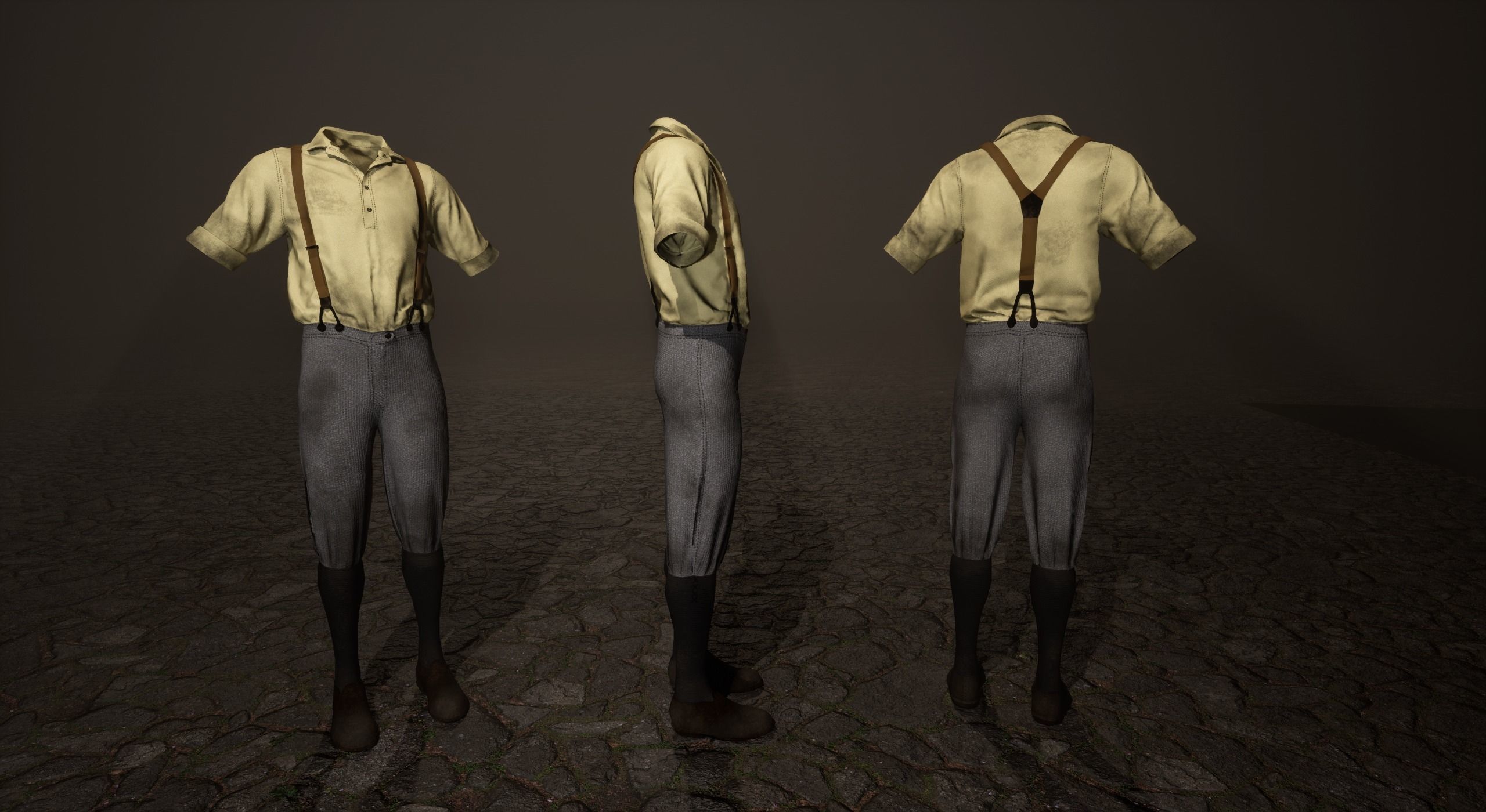 Five Farmer Man Clothes Low-poly 3D model_3