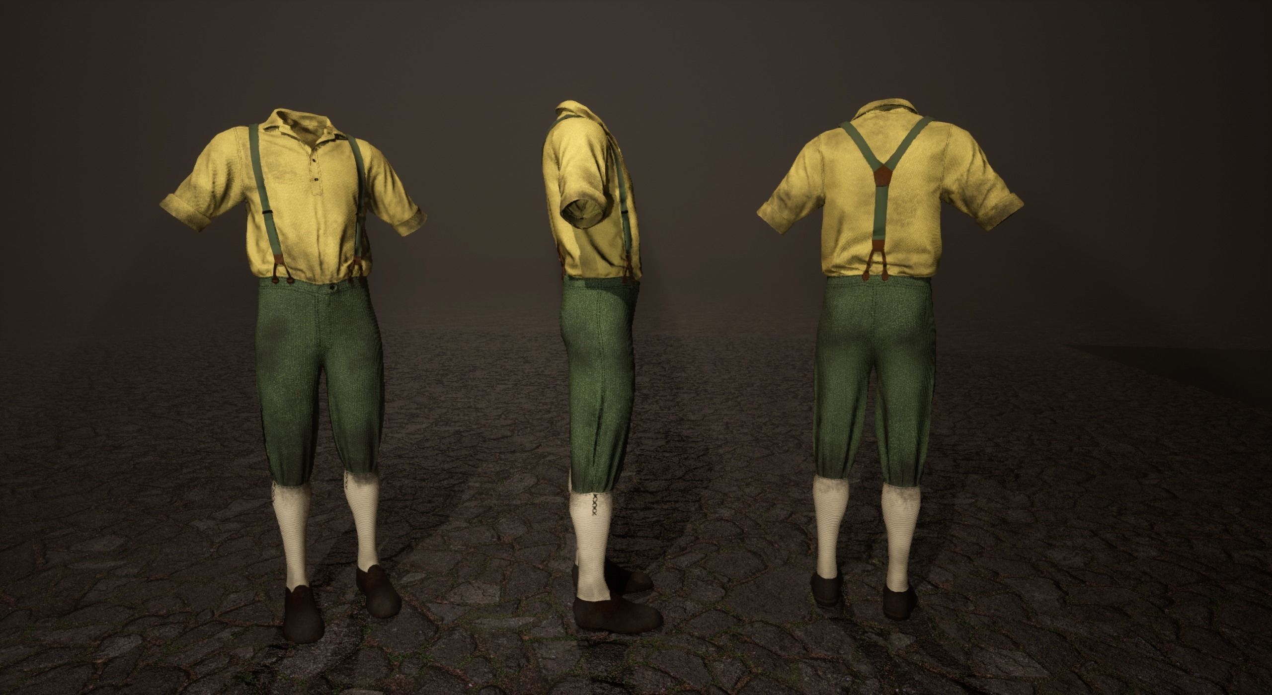Five Farmer Man Clothes Low-poly 3D model_4
