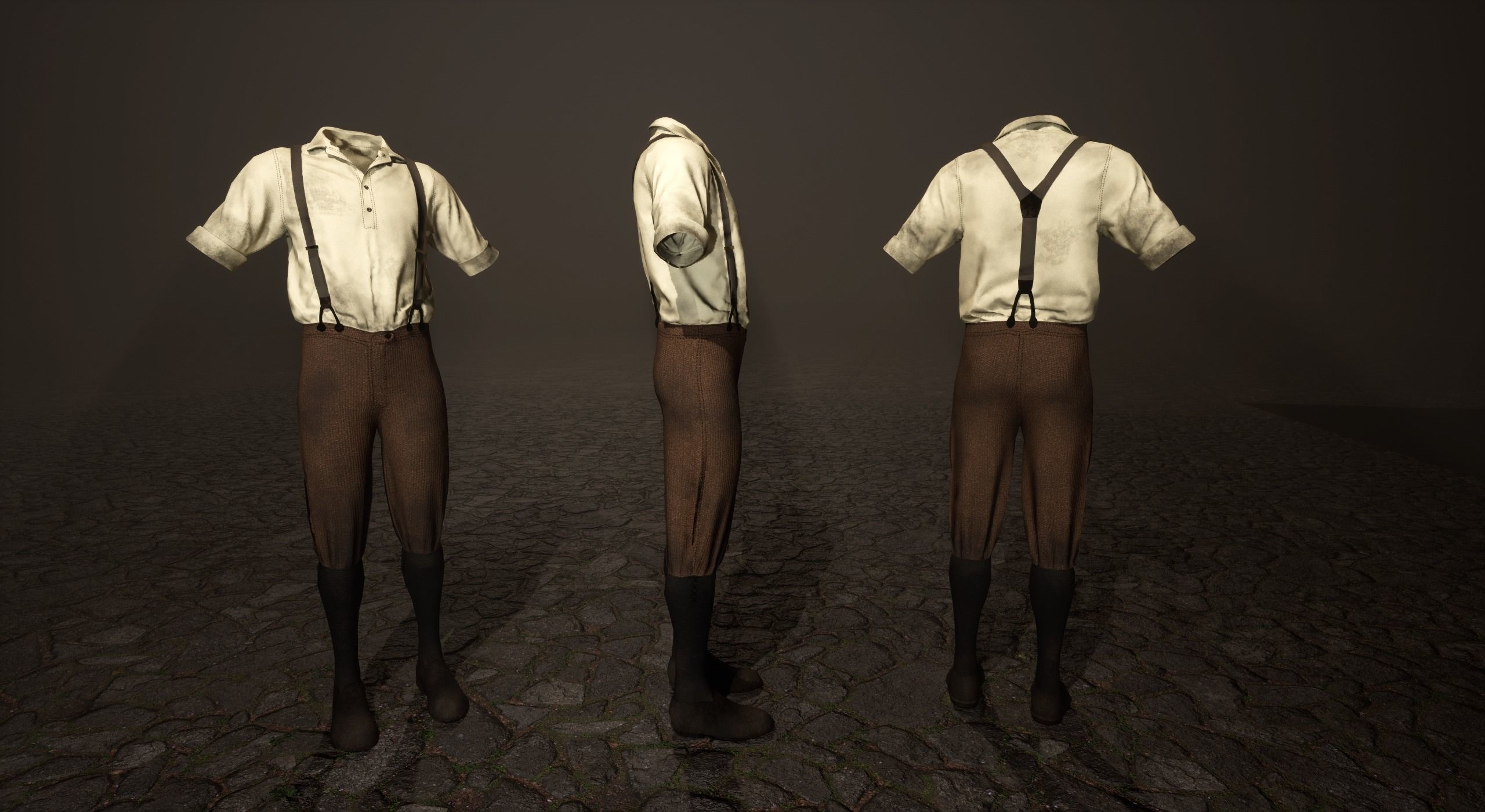 Five Farmer Man Clothes Low-poly 3D model_1
