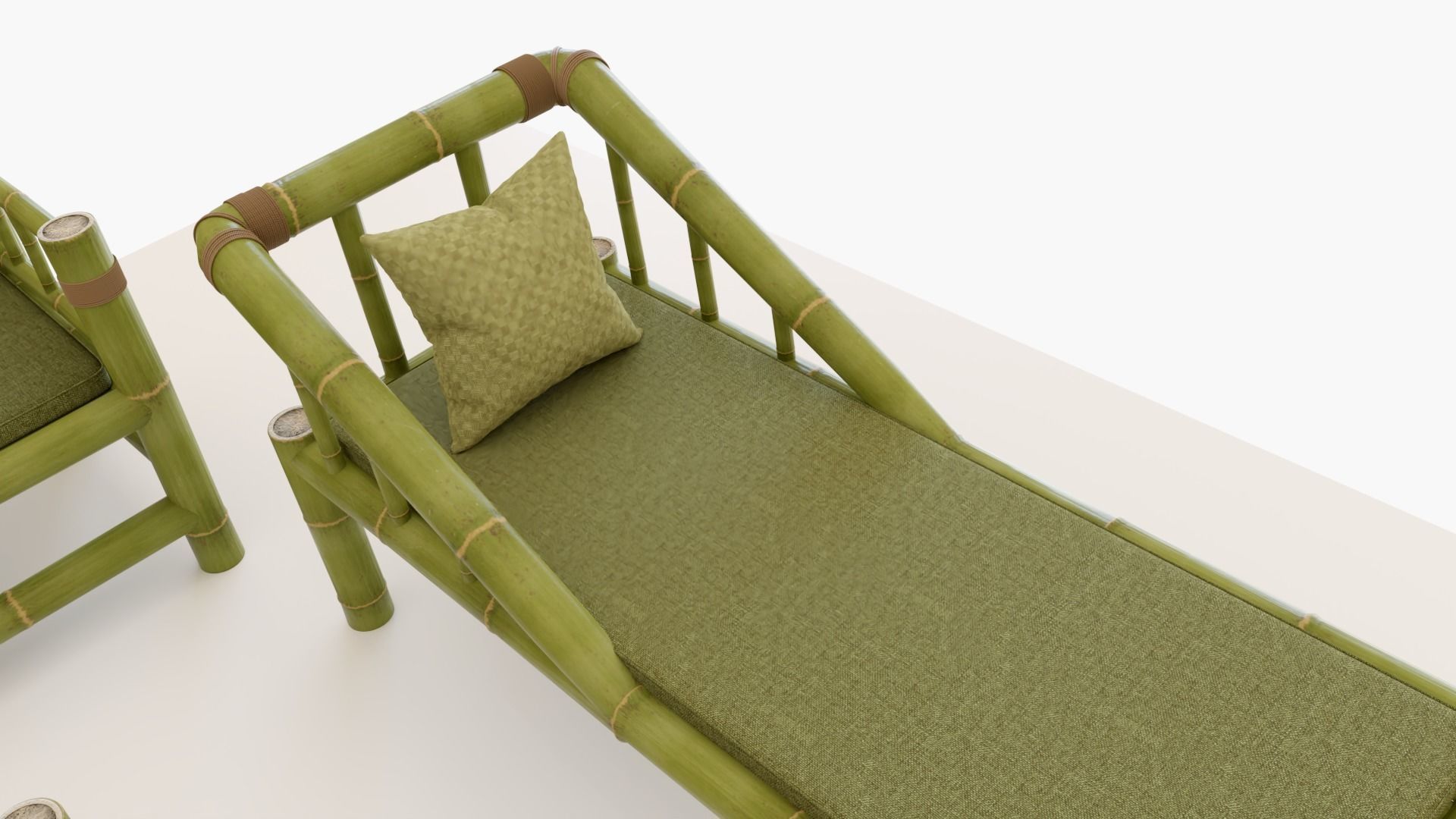 Sophisticated Bamboo Sofa Set Modern Furniture PBR ArchViz 3D model_6