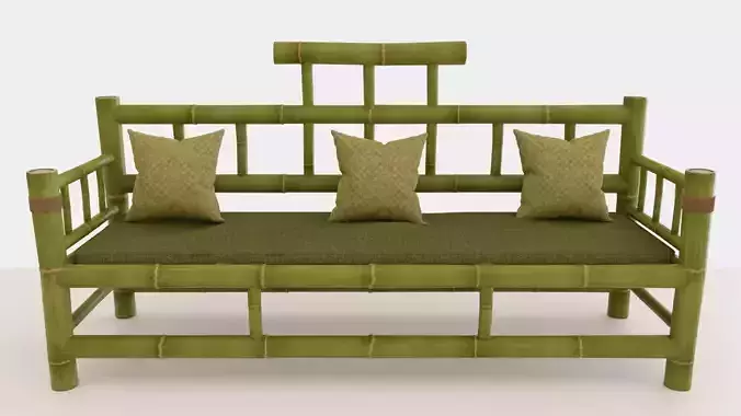 Sophisticated Bamboo Sofa Set Modern Furniture PBR ArchViz 3D model