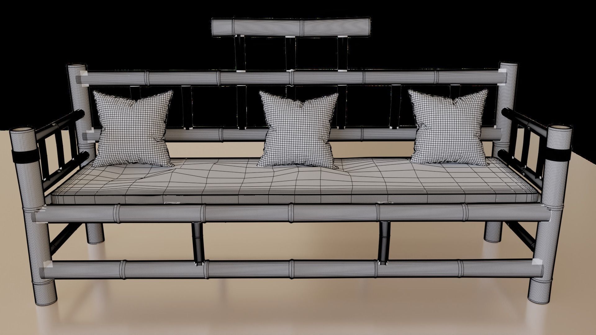 Sophisticated Bamboo Sofa Set Modern Furniture PBR ArchViz 3D model_11