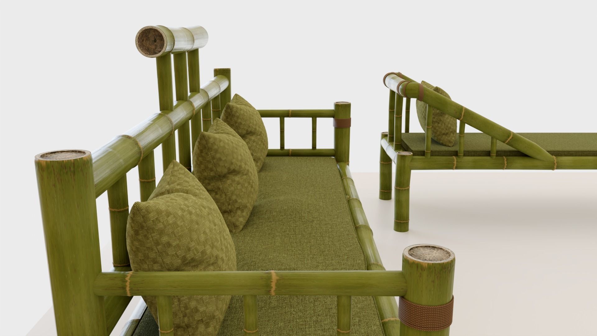 Sophisticated Bamboo Sofa Set Modern Furniture PBR ArchViz 3D model_10