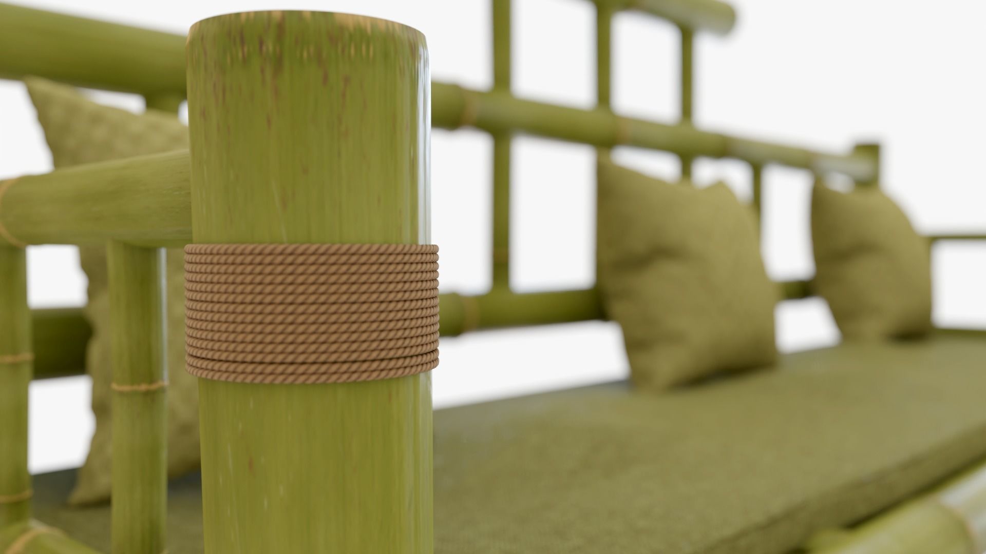 Sophisticated Bamboo Sofa Set Modern Furniture PBR ArchViz 3D model_4