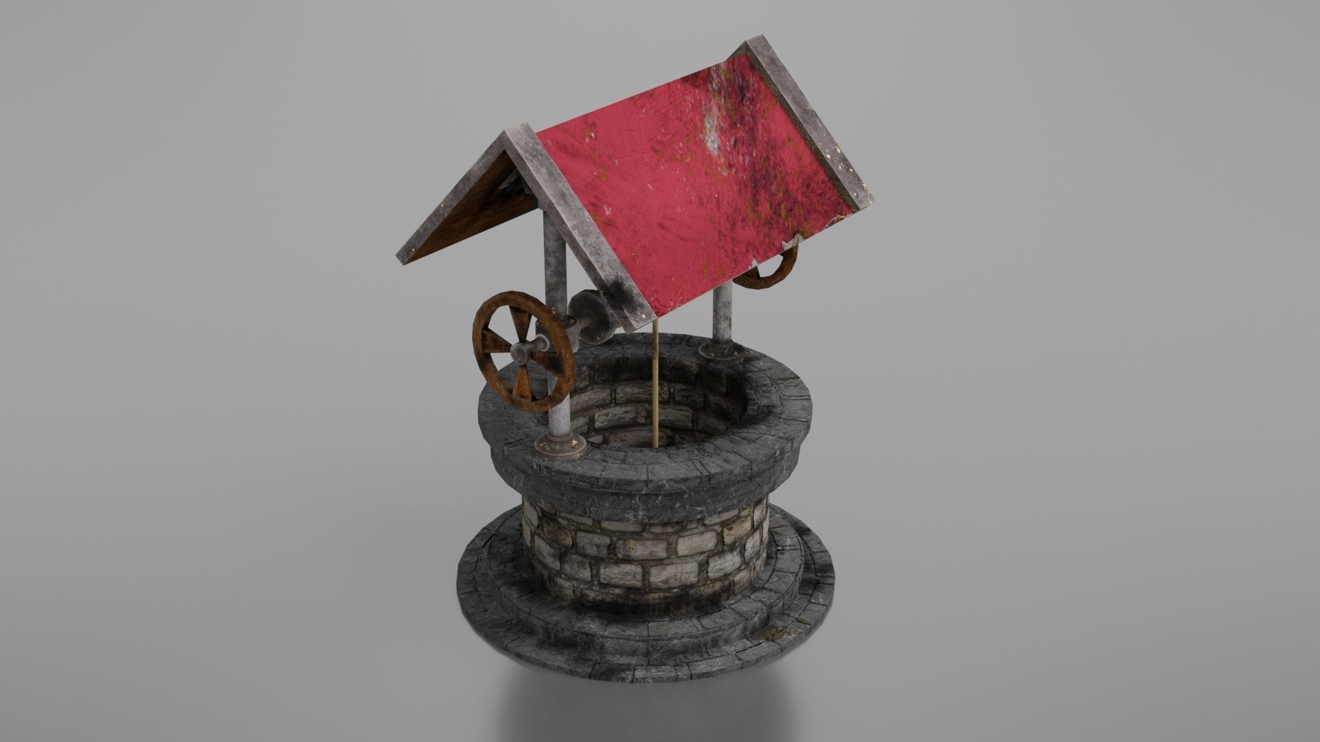 Water well Low-poly 3D model_18