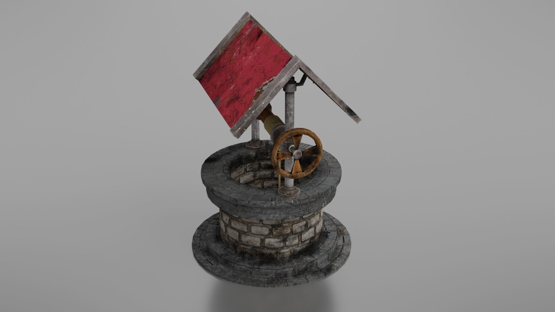 Water well Low-poly 3D model_19
