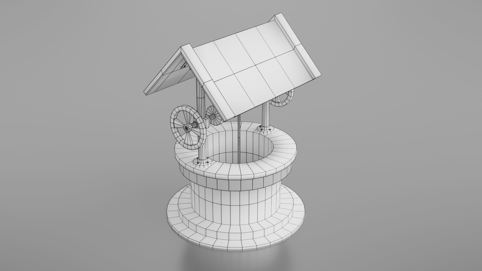 Water well Low-poly 3D model_3