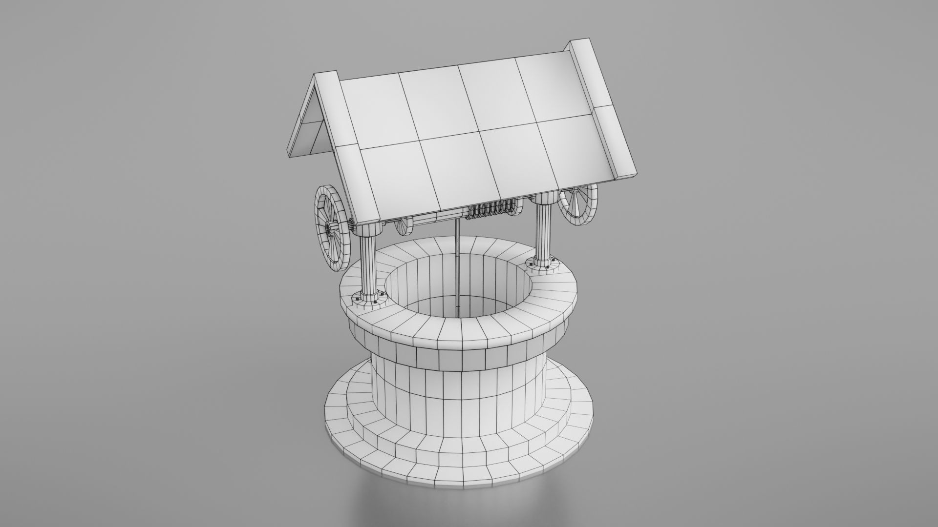 Water well Low-poly 3D model_9