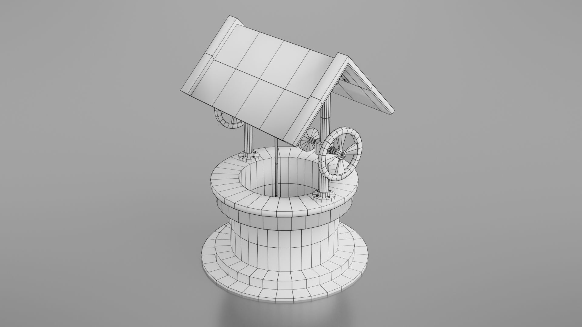 Water well Low-poly 3D model_16