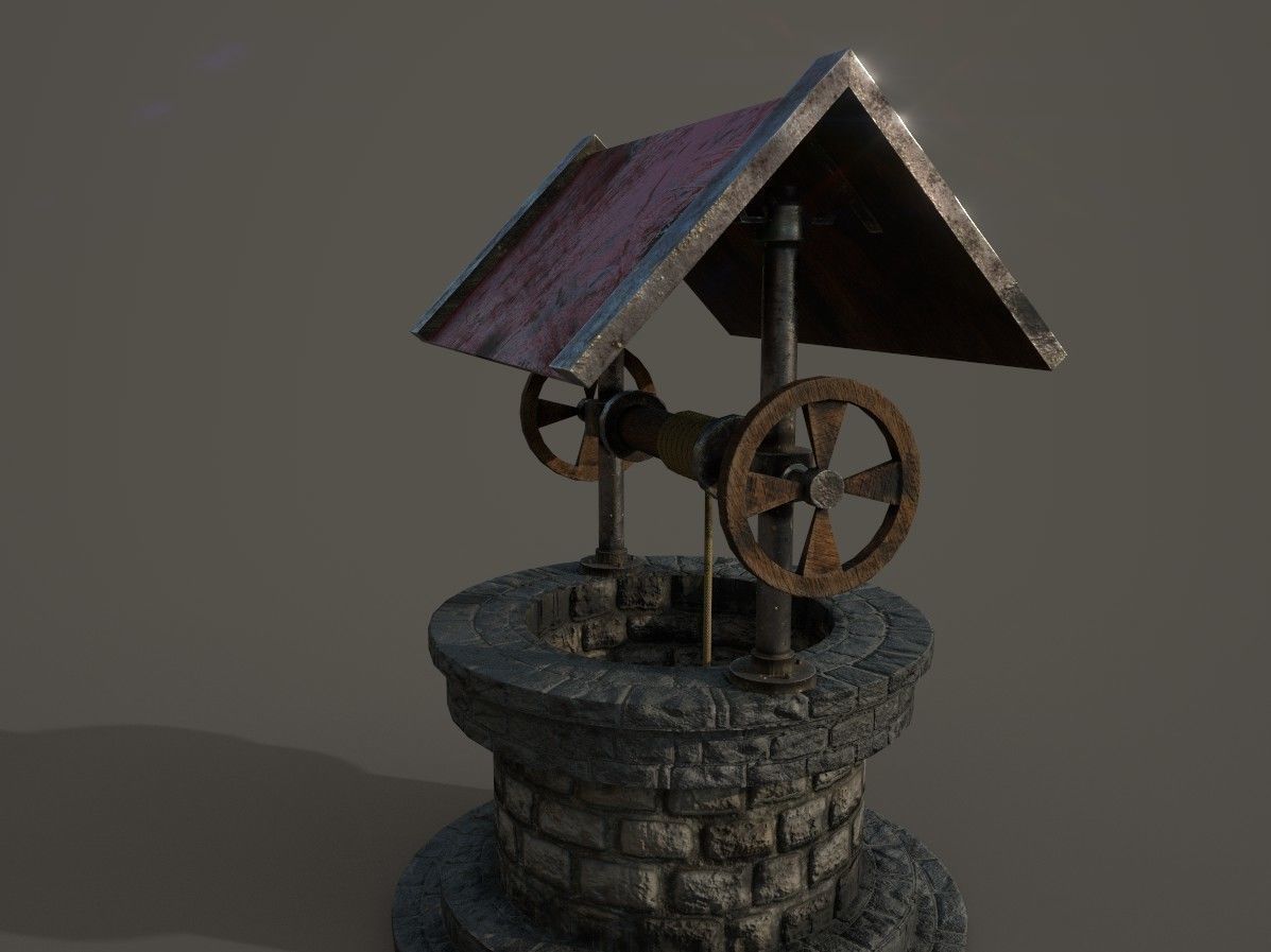 Water well Low-poly 3D model_1