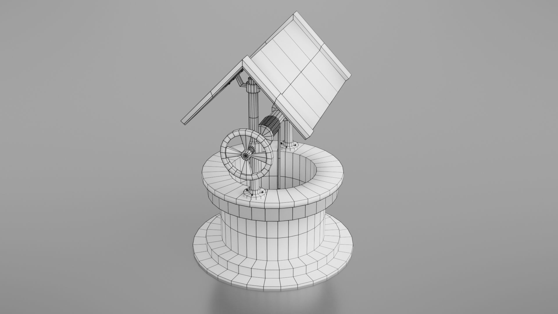 Water well Low-poly 3D model_6
