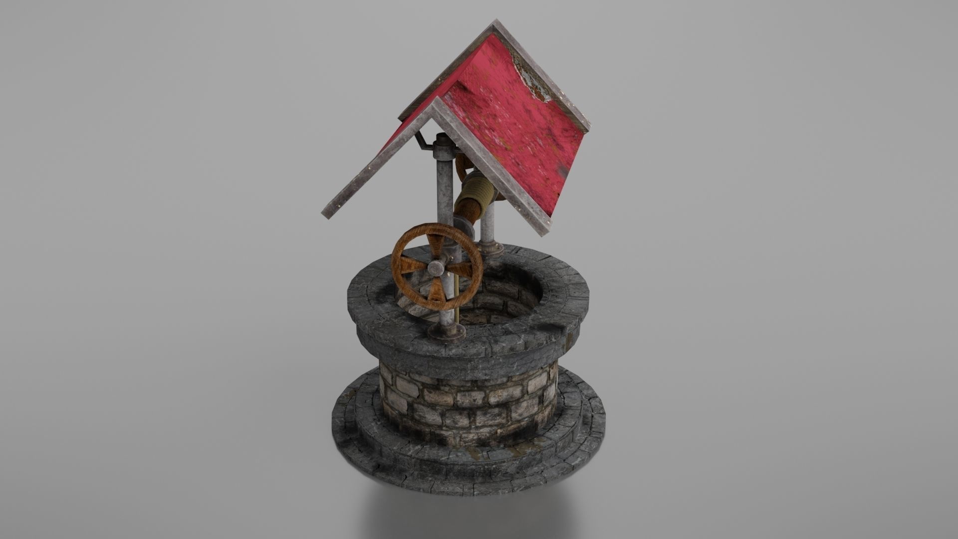 Water well Low-poly 3D model_27