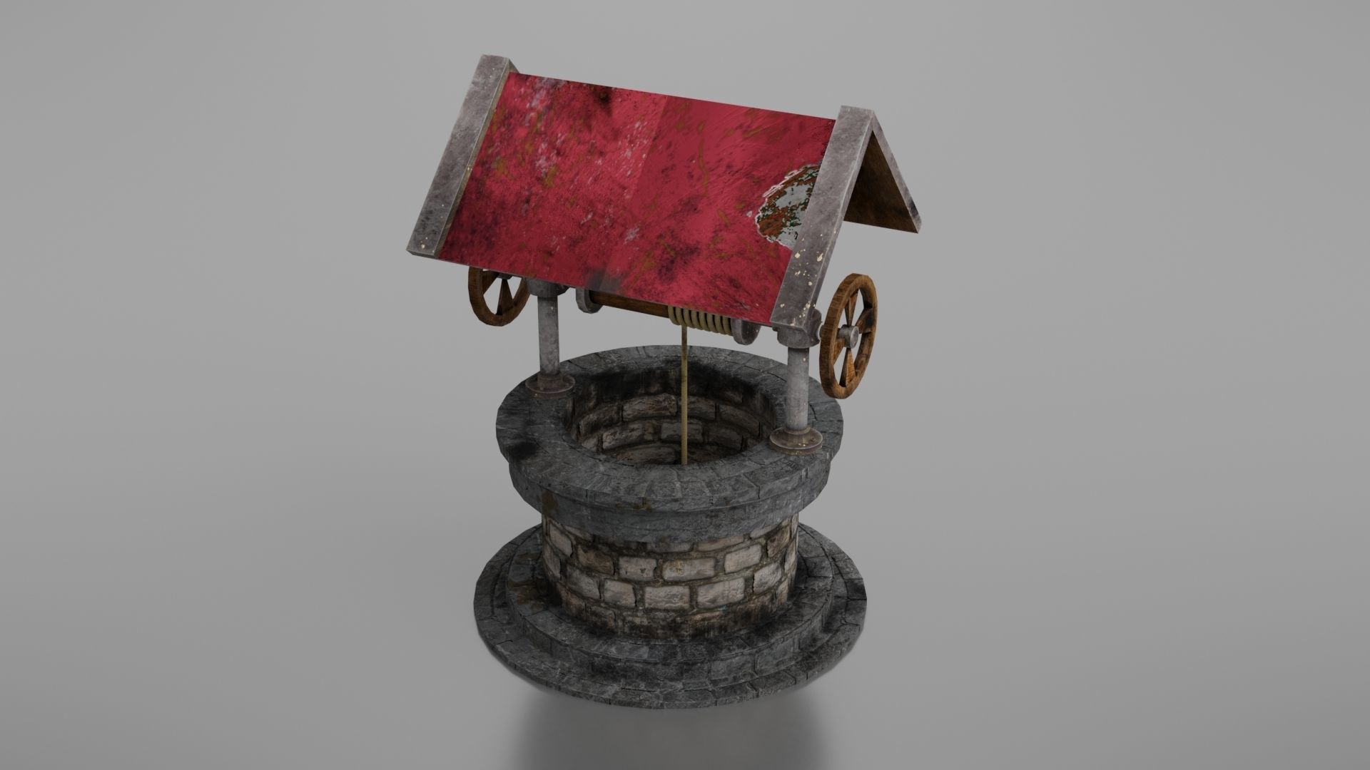 Water well Low-poly 3D model_30