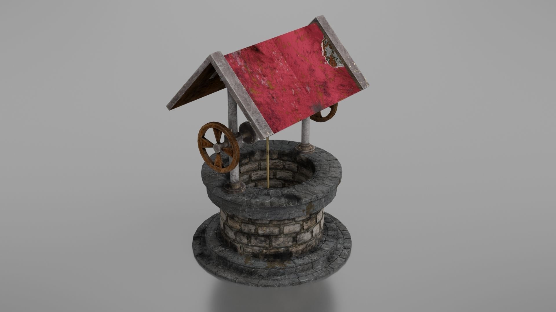 Water well Low-poly 3D model_25