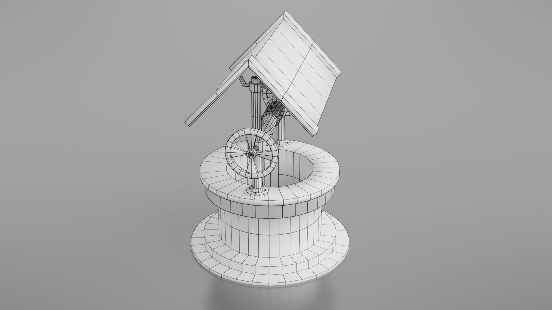 Water well Low-poly 3D model_12