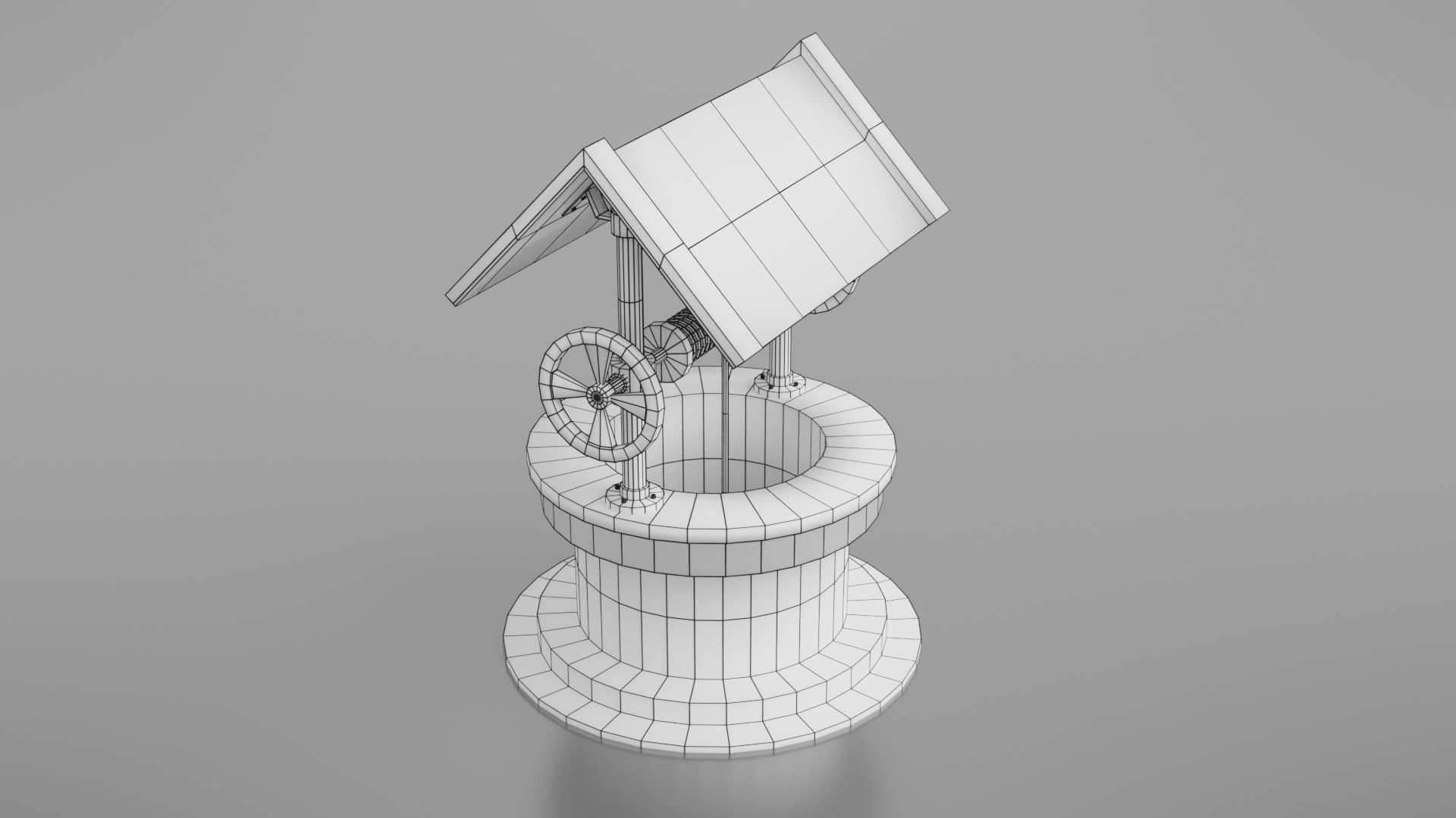 Water well Low-poly 3D model_2