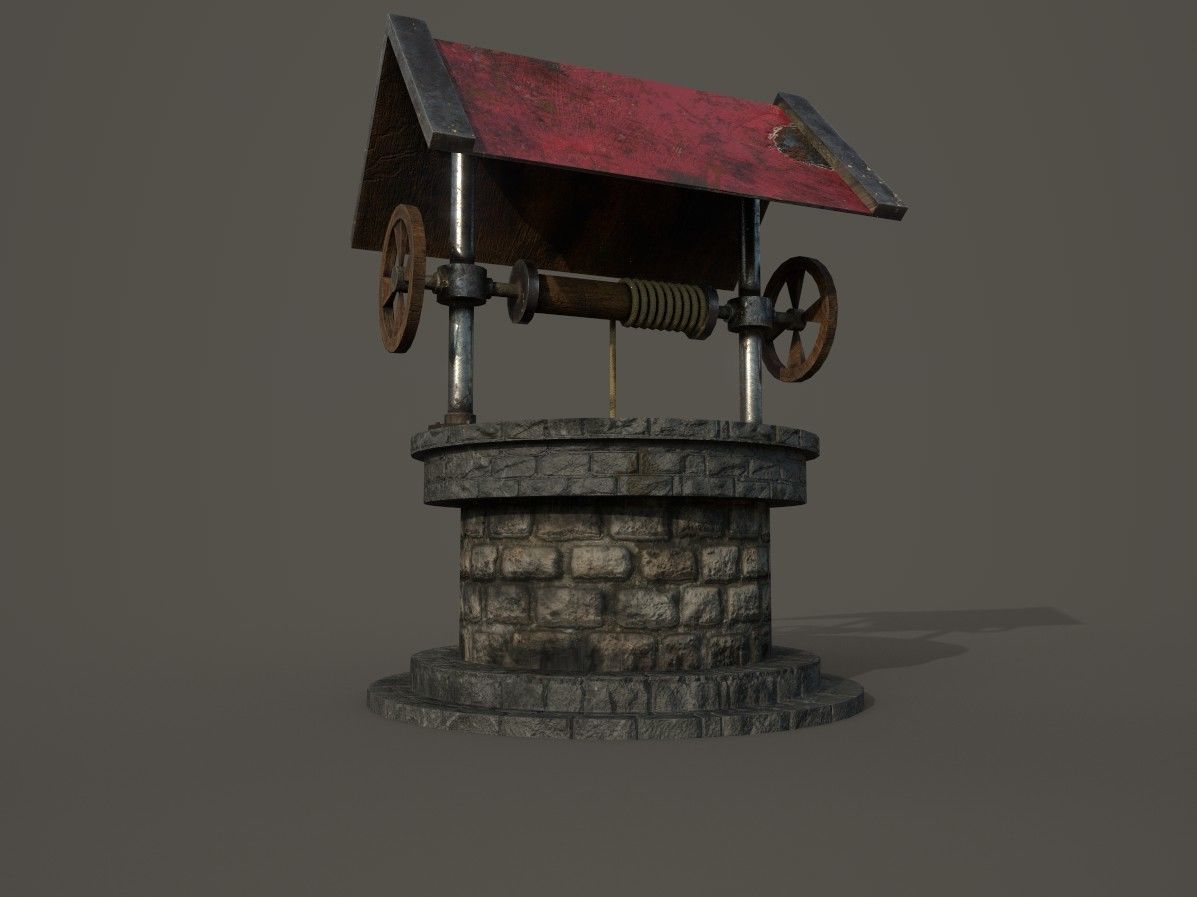 Water well Low-poly 3D model_33