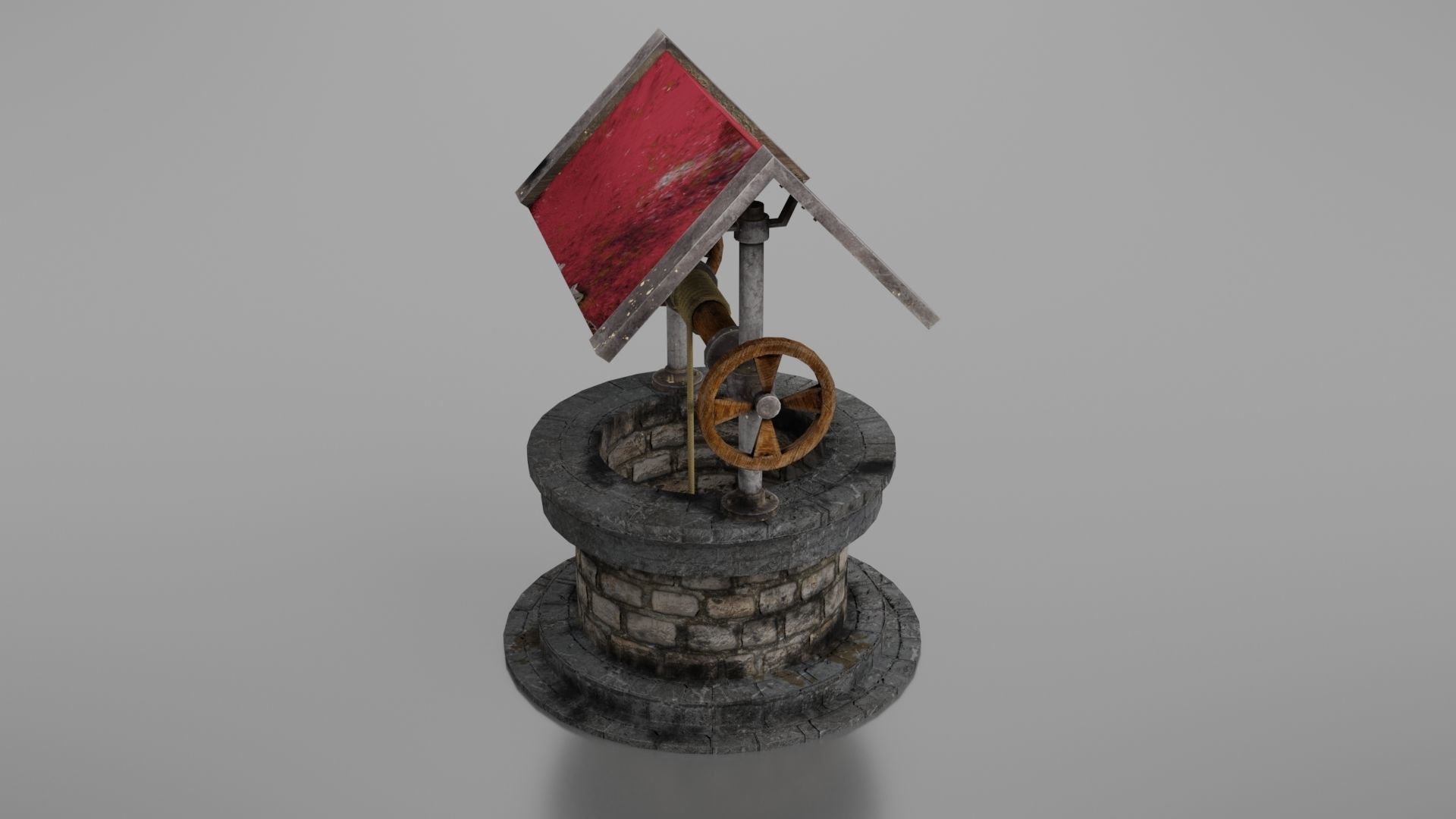 Water well Low-poly 3D model_29