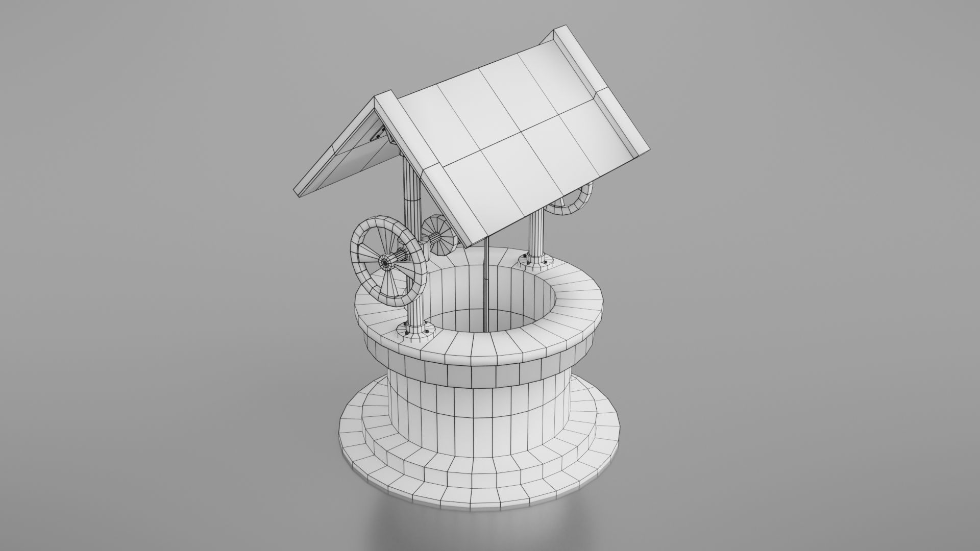 Water well Low-poly 3D model_4