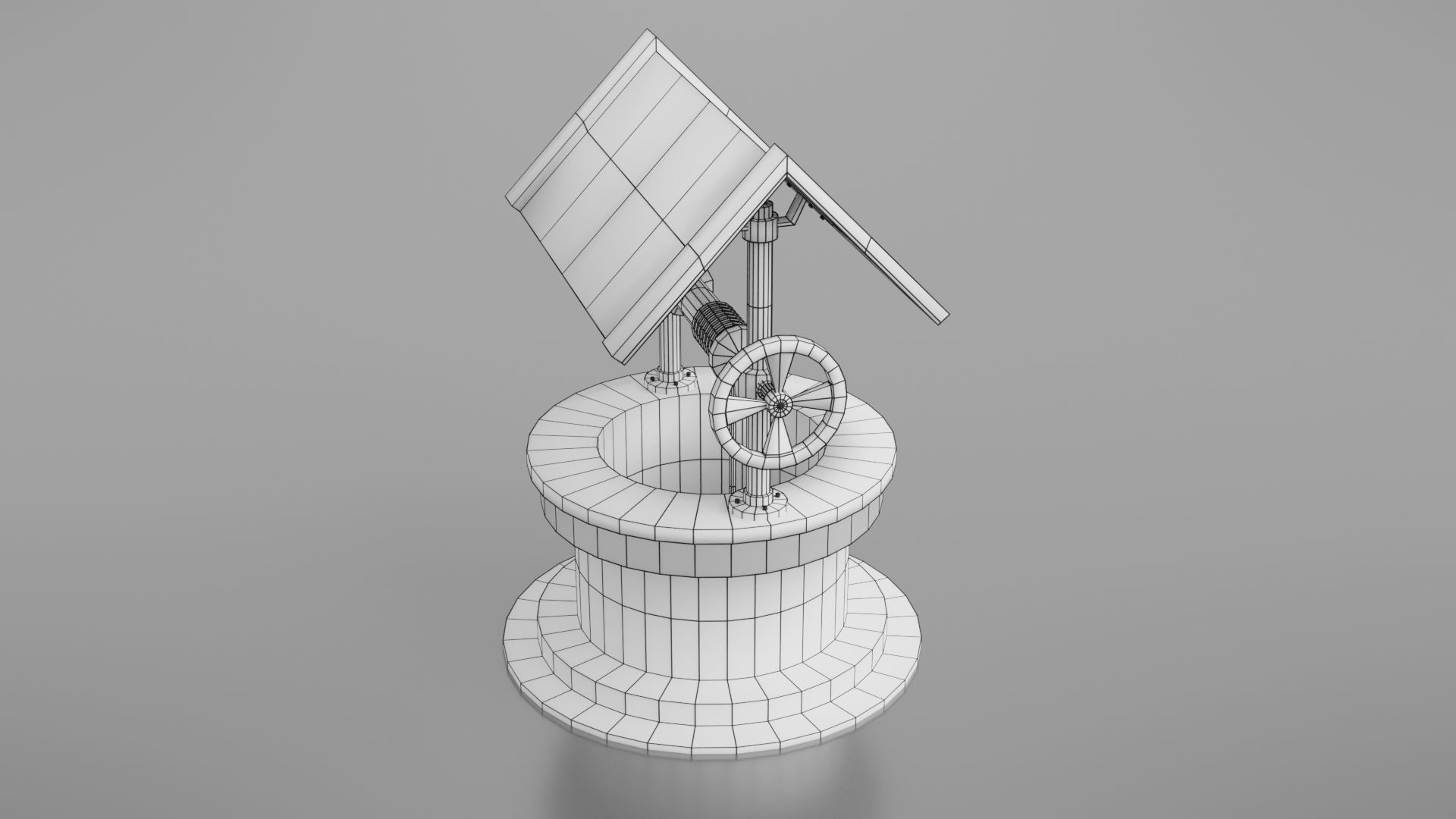 Water well Low-poly 3D model_8