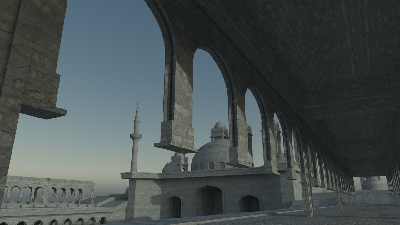 Mosque in middle of lake Low-poly 3D model_5