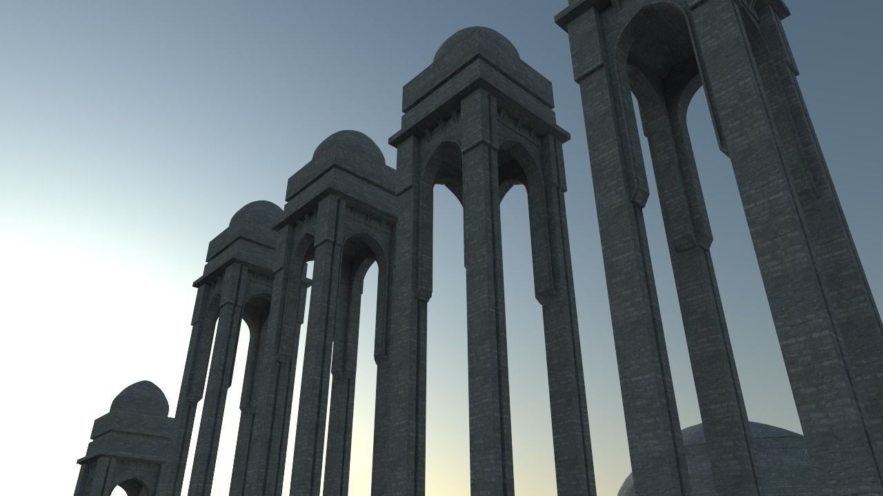 Mosque in middle of lake Low-poly 3D model_3