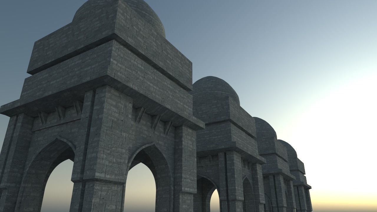 Mosque in middle of lake Low-poly 3D model_4