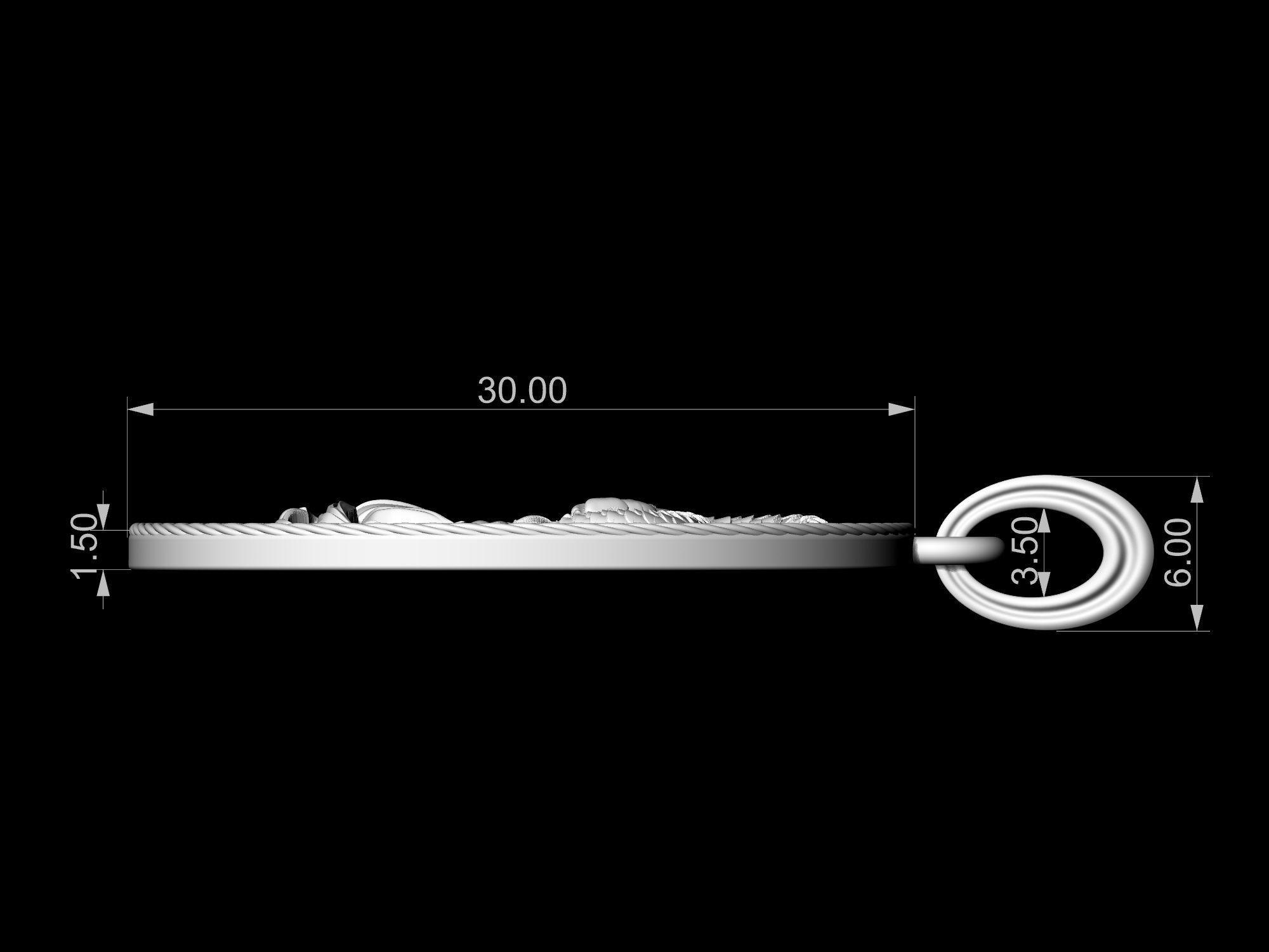 Snake with flower-gemstones pendant 3D print model_7