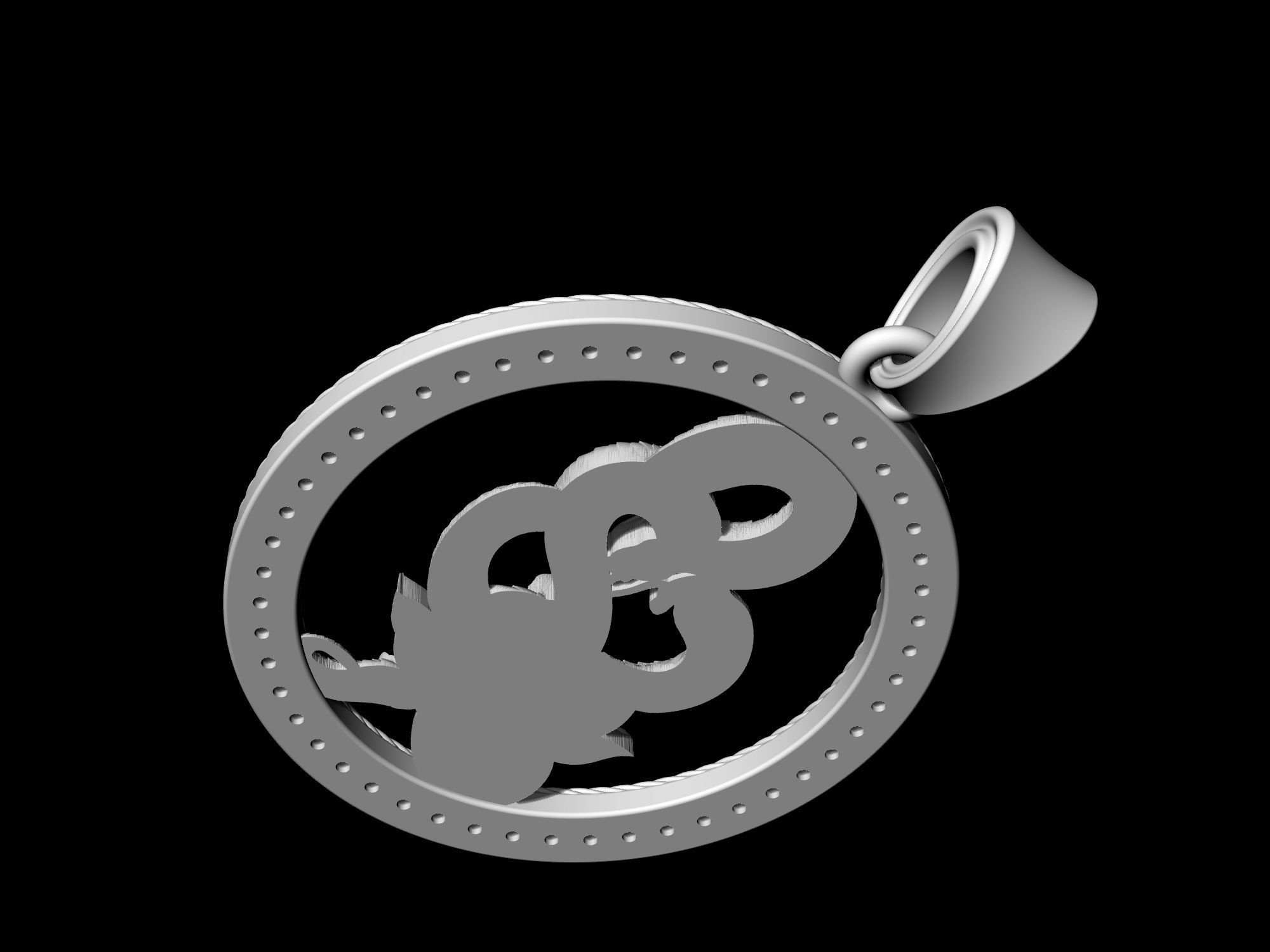 Snake with flower-gemstones pendant 3D print model_5