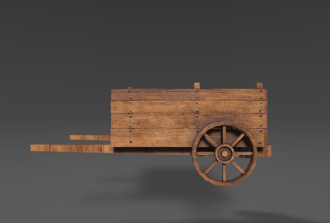 Medieval cart Free low-poly 3D model_1