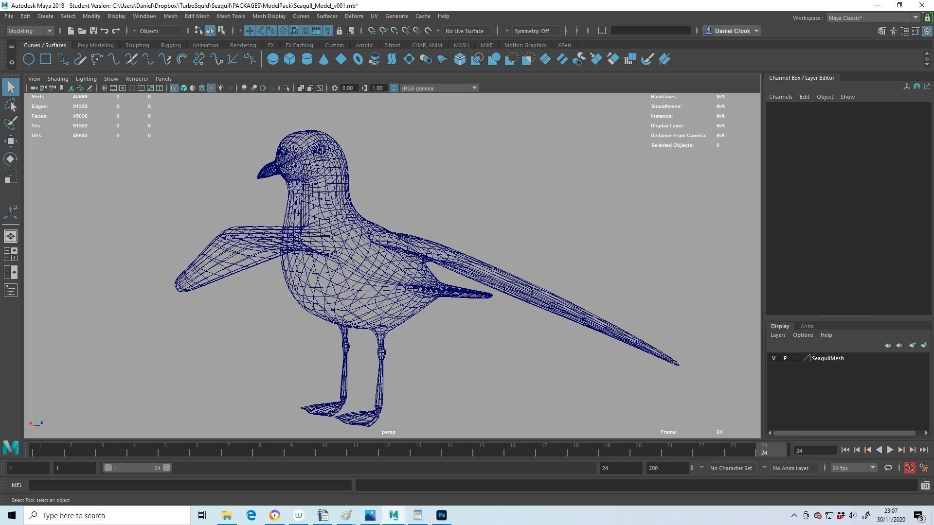 Realistic Seagull Model - Animated Low-poly 3D model_9