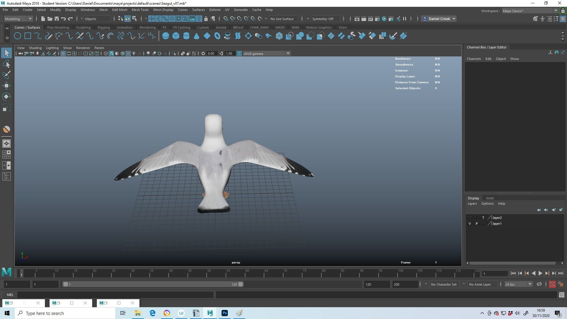 Realistic Seagull Model - Animated Low-poly 3D model_7
