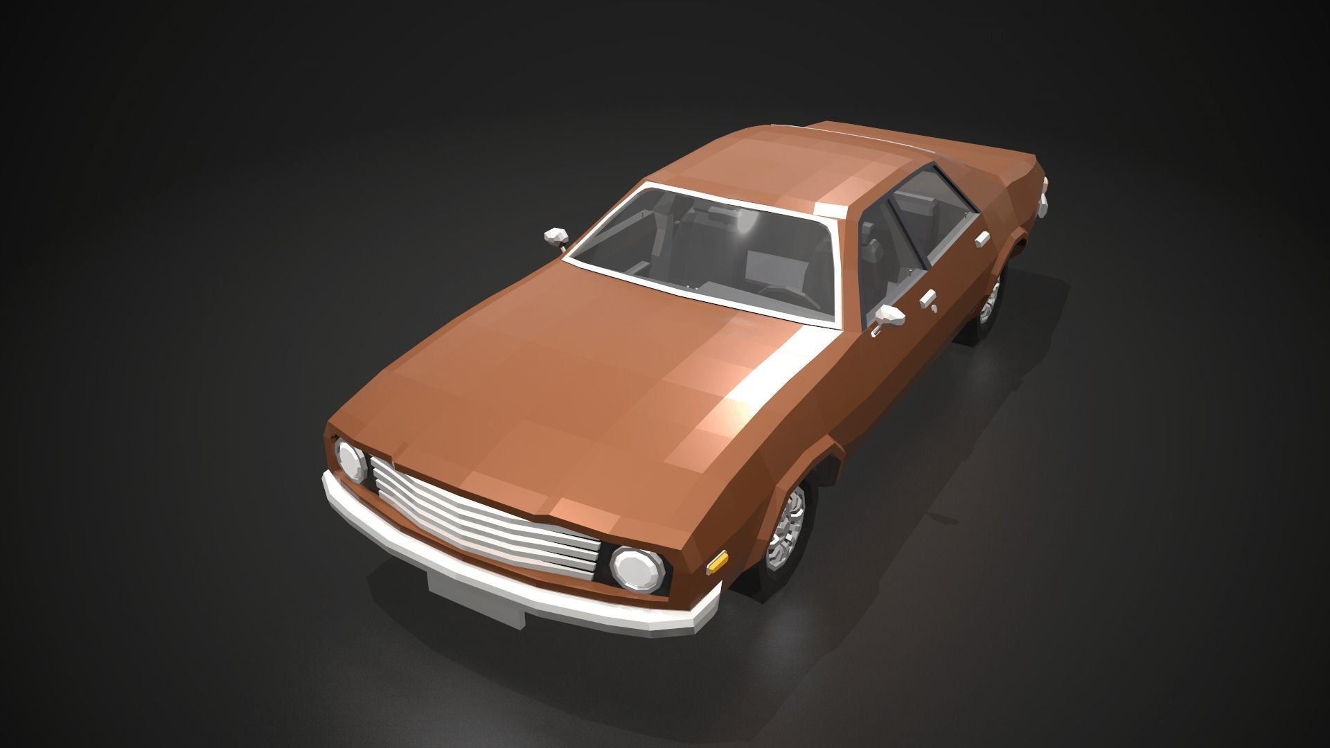 Low-Poly Retro City Car 04 Low-poly 3D model_4