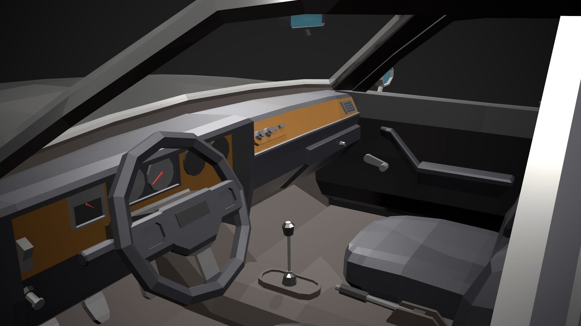 Low-Poly Retro City Car 04 Low-poly 3D model_8