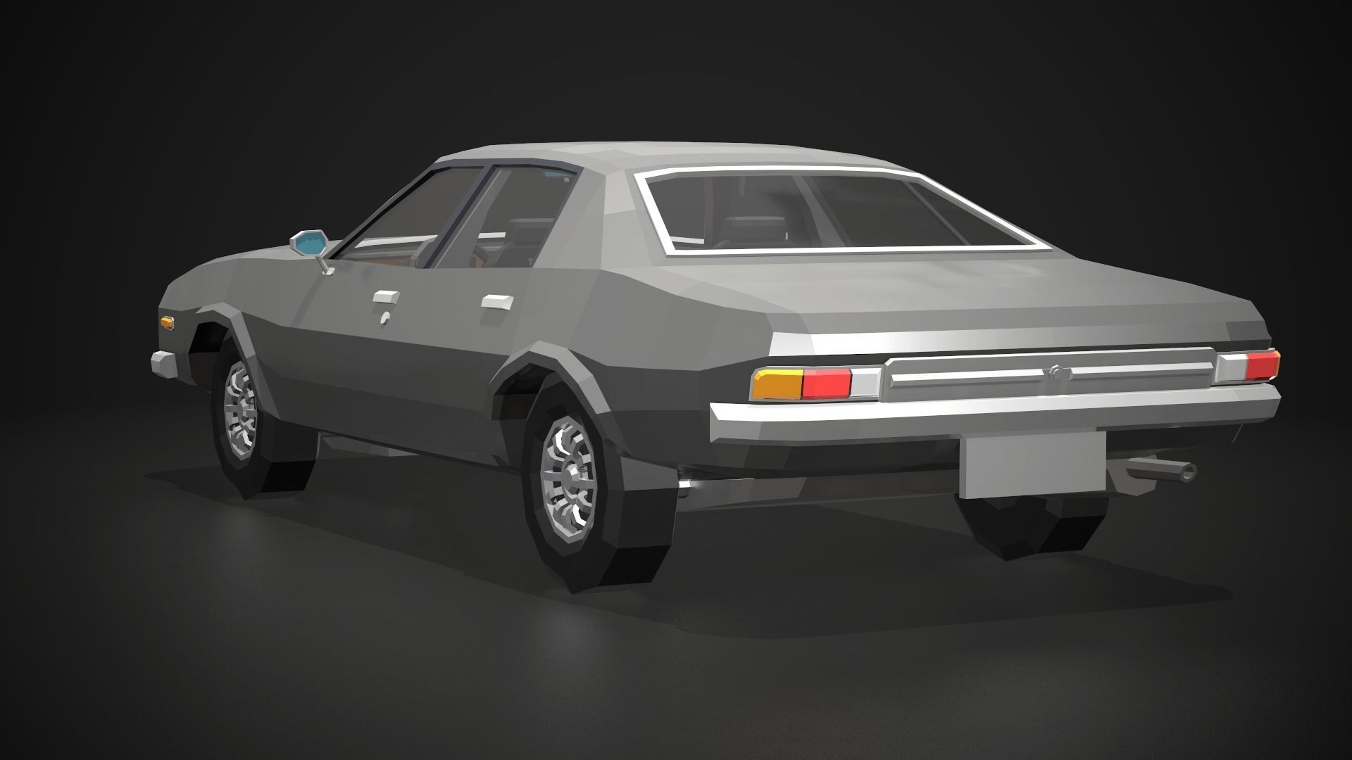 Low-Poly Retro City Car 04 Low-poly 3D model_3