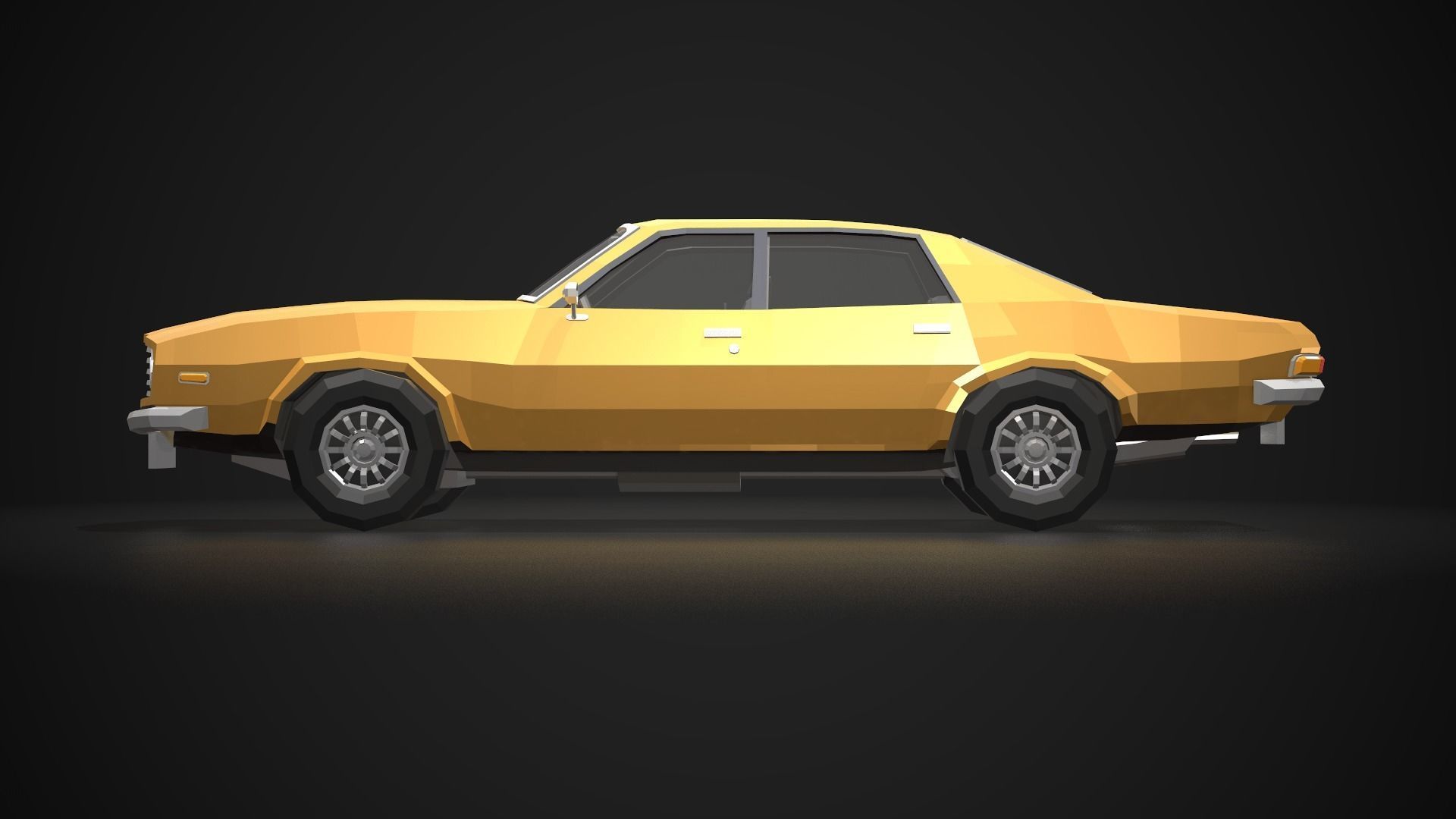 Low-Poly Retro City Car 04 Low-poly 3D model_5