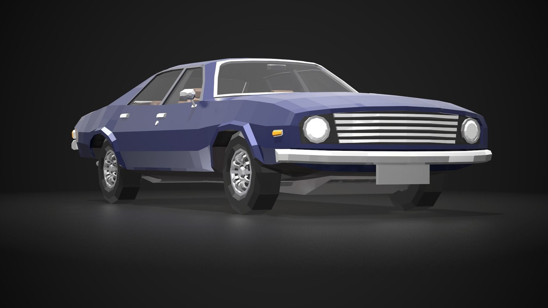 Low-Poly Retro City Car 04 Low-poly 3D model_2